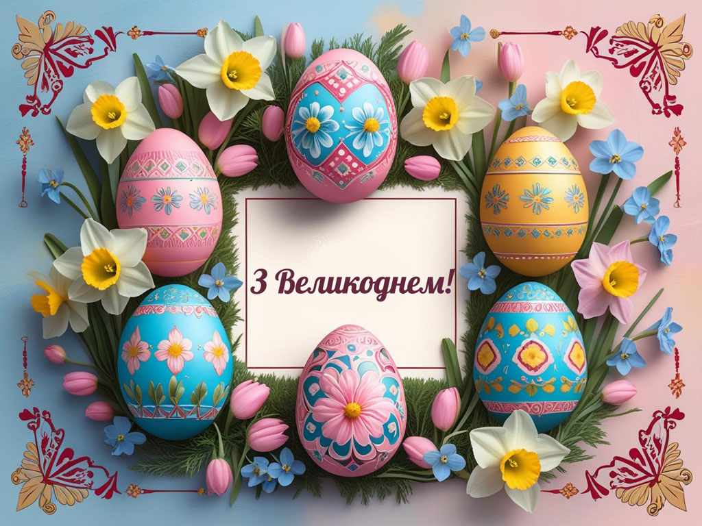 Вітальна листівка з Великоднем українською